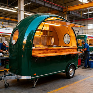 Carrito de Venta Móvil Compacto con Domo Verde y Estructura Resistente para Operaciones de Café y Catering - Product Image 5