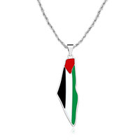 Collier tendance anti-ternissement en acier inoxydable 316L avec pendentif en argent et or PVD, motif Palestine Libre pour femme