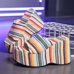 Sandalias de Plataforma con Rayas para Mujer, Nuevas Ideas de Productos Personalizados, Chanclas de PVC para Playa - Product Image 4