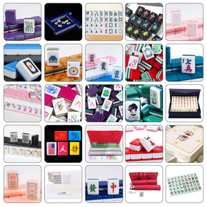 Tapis de Mahjong en rotin jaune motif oiseaux, ensemble de Mahjong Teal Brittany Fusion Omm Drake Sea American House Rules Stripe - Product Image 2