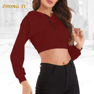 Venta al por mayor de fábrica personalizada gran oferta suéter en blanco casual mujeres recortadas Sudadera con capucha mujer niñas pulóver Top sudaderas con capucha y sudaderas - Product Image 3