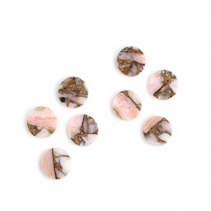 Opale rose Mohave de 14 mm, cuivre, lisse, plat des deux côtés, rond, calibré, pierres précieuses en vrac pour la fabrication de bagues, pendentifs et bijoux DIY - Product Image 1