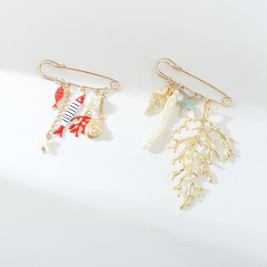 Broche Vintage de Liga Banhado a Ouro com Olho e Mão de <span class=keywords><strong>Hamsa</strong></span>, Acessório Multifuncional Feminino para Calças com Concha Marinha, Não Oxida - Product Image 4