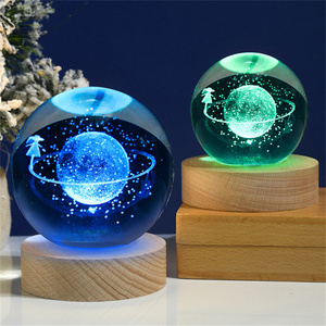 Bola de cristal 3D de 6cm, modelo de tierra en miniatura grabado con láser, esfera, artesanía de cristal, decoración del hogar, adorno, luz de globo - Product Image 2
