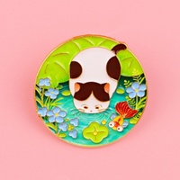 Lot de 8 épingles en émail mignonnes motif chat, ensemble de broches chaton de dessin animé, badges de revers animaux (Ramens, Crêpes, Chat d'intérieur, Arc-en-ciel, Clair de lune)