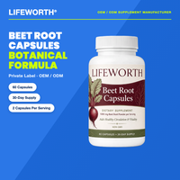 LIFEWORTH Capsules de poudre de racine de betterave sans saveur 1300mg Formule de référence 60 gélules pour 30 jours Complément botanique pour le soutien énergétique