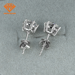 14k/18k مجوهرات من الذهب الأبيض/المجوهرات جولة شكل مويسانيتي الأحجار الكريمة القرط - Product Image 5