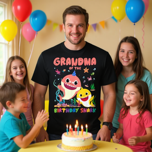 T-shirt Nonna dello Squalo dei Compleanni per la festa in famiglia - Product Image 3