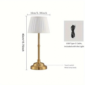 Rechargeable Cordless <strong>Table</strong> <strong>Lamp</strong> Touch Control Dimmer Led Desk Light Metal Night Lights with Fabric <strong>Lamp</strong> <strong>Shade</strong> <strong>for</strong> Dinning Room - Product Image 6