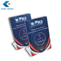 Kartu PVC Tahan Air dan Cuaca dengan Cetak Kustom Kode QR Ulasan Google RFID NFC NTAG213 13.56MHz, Stand Kartu Media Sosial