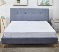 Cadre de lit queen size en tissu rembourré avec boutons, design moderne, haute qualité