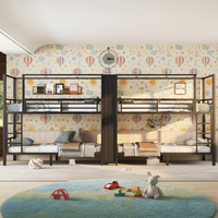 Cama litera cuádruple de metal resistente y moderna para ahorrar espacio, para 4 personas, para uso en hoteles, apartamentos y hospitales