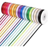 Couleur unie 10 couleurs assorties ruban de satin 1.5cm 25 mètres emballage cadeau ruban de fleuriste accessoires de cheveux ruban Double face