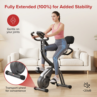 Vélo d'appartement stationnaire avec résistance magnétique et corde de traction pour exercices des bras