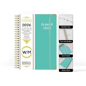 Promotion Leter Custom Logo <b>A5</b> Pink Spiral Weekly Monthly Manifestation Goal <b>Diary</b> Journal Planner Agenda Notebook With Gift Box - Product Image 2