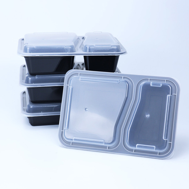 10 Pack 2 Compartment Disposable Upscale Plastic Food Grade Pp Microwave Container for Food with Lid