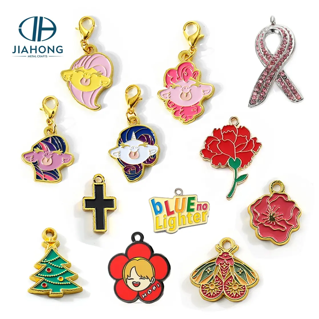 Diy Accessories Enamel Charms Custom Fashion Jewelry Pendants Charms Gold Plate Pendants for Necklace Keychain Bangles