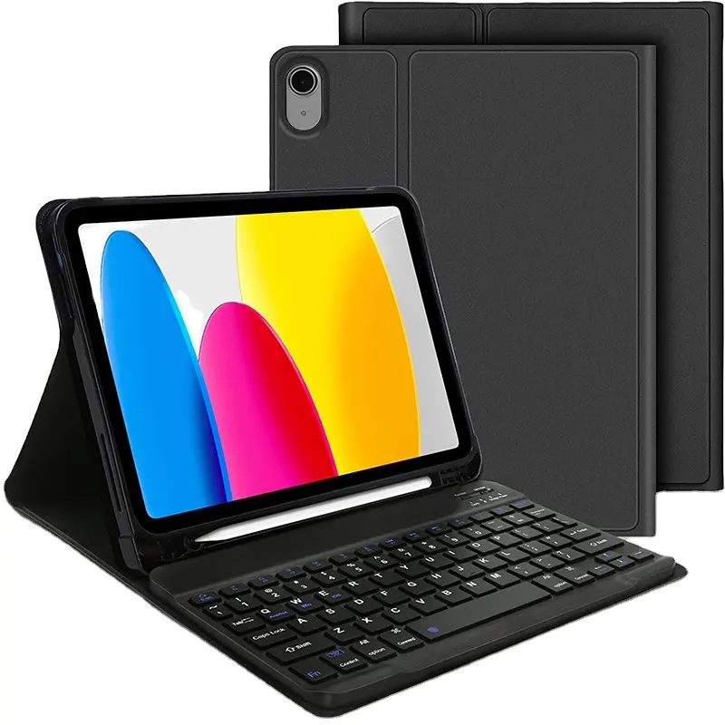 Detachable Bluetooth Keyboard Stand Folio Keyboard Cover with Pencil Holder Keyboard Case for iPad 10th Generation 10.9inch 2022