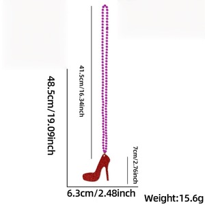 Collar con Colgante de Corazón Brillante de San Valentín con Diseño de Labios Rojos y Cuentas - Product Image 4