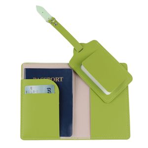 Fashionable Waterproof Portable Pu Letter Decorated 7-Inch Passport Cover Travel Wallet Case Includes <b>Suitcase</b> Luggage Tag - Product Image 5