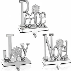 Porte-bas de Noël Peace Noel Joy Xmas Stocking Hanger Porte-bas de cheminée pour manteau Ensemble de 3 cintres de Noël - Product Image 1