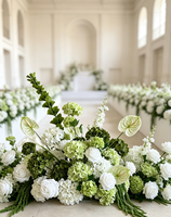 Bunga Artifisial H472 Natural Real Touch untuk Lorong, Bunga Hydrangea Putih Hijau untuk Pernikahan, Buket Bunga Lorong Pernikahan, Fleurs Mariage