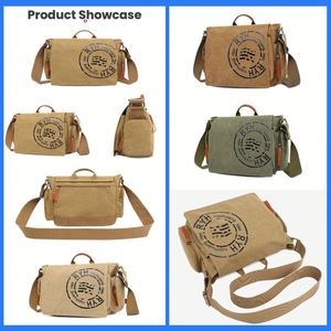 Custom Vintage Canvas Women <b>Laptop</b> Messenger Bag for Men New Design with Letter Decoration Shoulder Crossbody Bag - Product Image 2