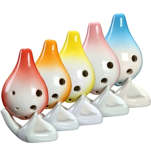 Mini ocarina en céramique à 6 trous, design goutte d'eau, glaçure effet craquelé, instrument à vent, cadeau musical éducatif pour débutants - Product Image 1