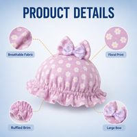 Bonnet à Volants Tendance pour Bébé Fille, Motif Floral, Faible MOQ, Prix Usine, Vente en Gros