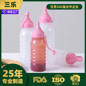<b>Plastic</b> Bottles 250ml 350ml 500ml Screw <b>Cap</b> Condiment Bottle For Sauce Dressing Squeeze Use Cylinder Shape Food Grade - Product Image 5