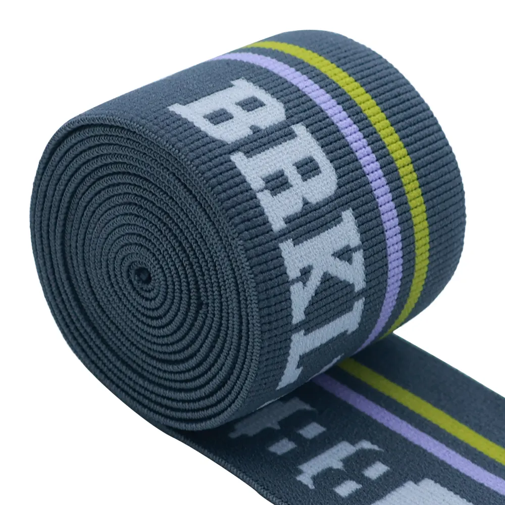 2022 Nieuwe Ontwerp Grijze Kleur Tailleband 50Mm Enkelzijdige Jacquard Spandex Nylon Elastische Band