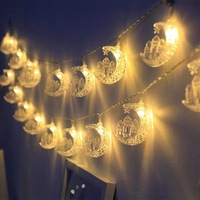 WANG'S WORLD Guirlandes lumineuses LED blanc chaud à piles, design étoiles et lunes, étanches, pour intérieur/extérieur, décoration de la maison, Ramadan