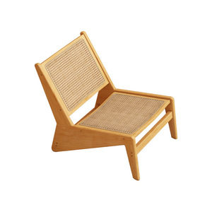 Nordic Style Wooden Lounge Chair With Rattan Seat And Backrest For Living Room Or Balcony Use - Product Image 5