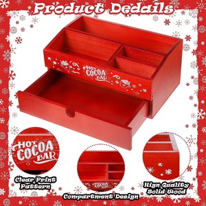 Wooden Storage <b>Box</b> Hot Cocoa Bar Rectangular Engraved Standing Type For <b>Christmas</b> Decorative Storage - Product Image 3