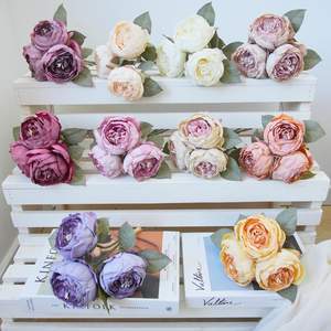 Produsen grosir 3 bunga peony buatan bunga untuk rumah pernikahan dan Hotel dekorasi meriah Natal alat peraga - Product Image 2