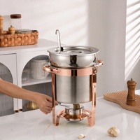 Chauffe-soupe en acier inoxydable couleur or rose 7L 11L avec coupelle à combustible pour la restauration commerciale