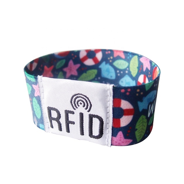 Custom NFC Elastic Fabric Stretch Woven RFID Wristband for Events