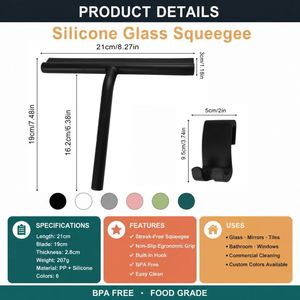 LA Custom Logo Streak Free Silicone <b>Shower</b> <b>Squeegee</b> Telescopic Handle Glass Wiper Multi-Purpose Bathroom Window Scraper OEM ODM - Product Image 2