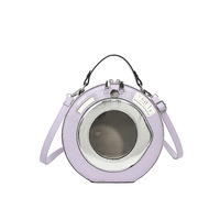 Bolso Bandolera Mini Circular Rosa con Ventana Transparente para Colección de Pins - Estilo Ita Bag