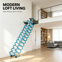 Escalier manuel rétractable mural vertical au design moderne pour entrée de mezzanine