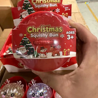 Jouet sensoriel de Noël en forme de boulette à presser, avec sac de simulation et panier de cuisson vapeur, perles éclatantes, jouet de décompression doux à rebond lent