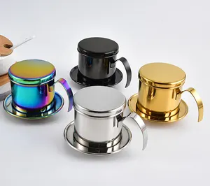 Reusable Paperless Vietnam/ Vietnamese Coffee Filter Stainless Steel Maker Pot Infuse Cup Dripper Mechanism