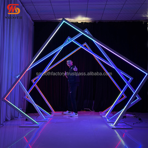 LEDA Hot Entrance Decor Geometric Metal LED Light <b>Arch</b> RGB Colorful Geometric Wrought Iron Background for <b>Wedding</b> - Product Image 4