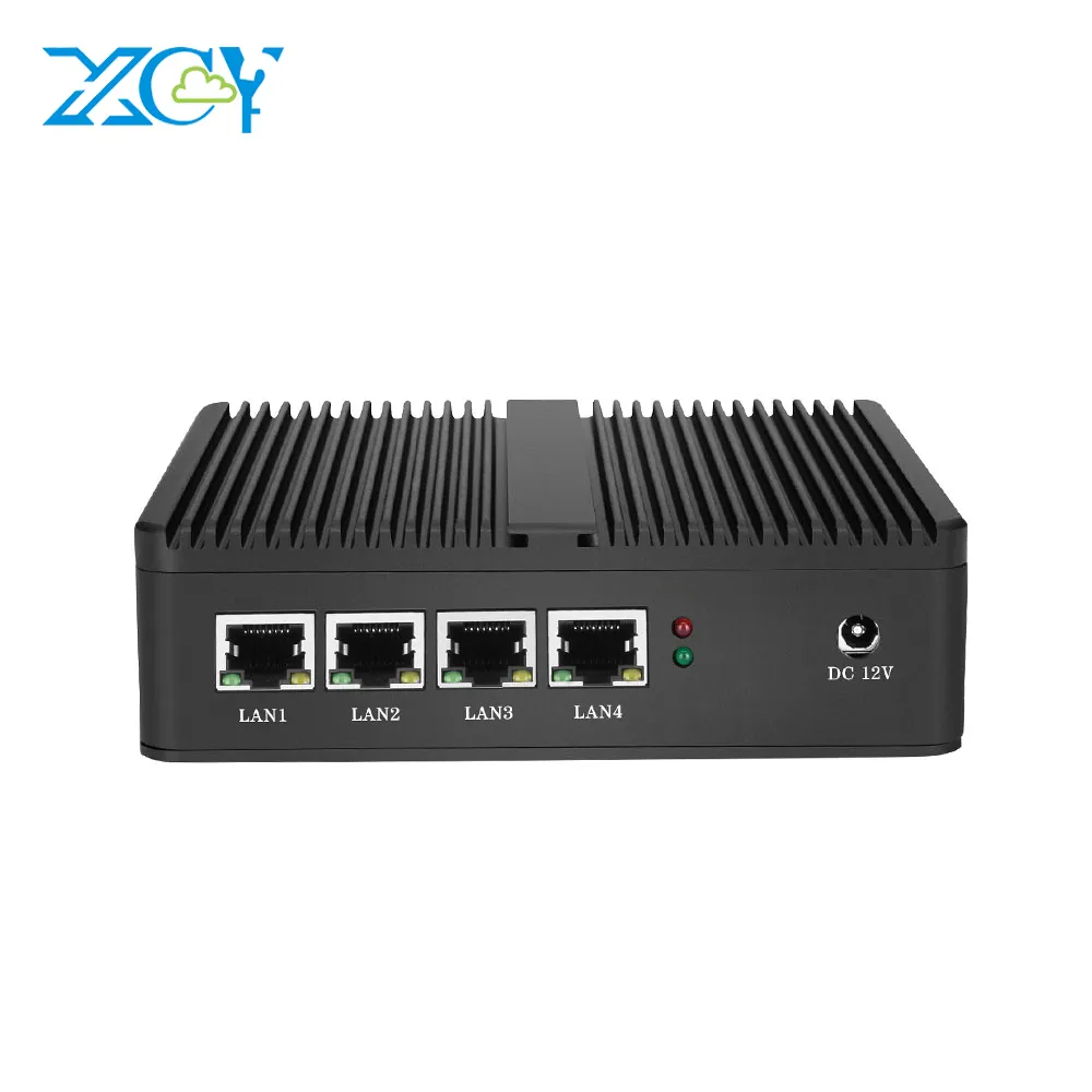 XCY tragbarer eingebetteter Mini-PC 4 Lan Celeron N2830 Thin Client PC-Computer Intel Bay trail Fanless Box 8GB Industrie