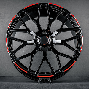 Jantes forgées GPW, noir brillant, bande rouge, multi-branches, alliage, 19, 20, 21 pouces, 5x112, compatibles avec Mercedes Benz <span class=keywords><strong>AMG</strong></span> <span class=keywords><strong>C63</strong></span> E63 Classe S <span class=keywords><strong>GT</strong></span> - Product Image 1
