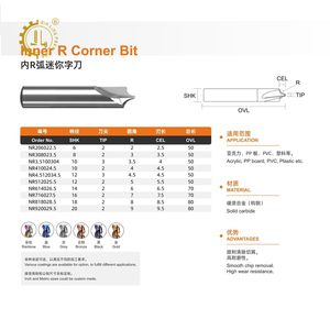 高精度<span class=keywords><strong>CNC</strong></span>アクリルチャンネル文字ルータービット内部R球面ミニワードエンドミルインナーRフライス加工カッター（アクリル用） - Product Image 4