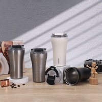 Mug à café isotherme en acier inoxydable avec effet de peinture « Fleur de glace », tasse à paille multi-usages, design minimaliste pour la maison et l'extérieur