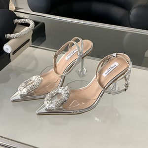Chaussures à talons hauts pour femme, modèle 2023, en PVC, avec talon en cristal, bout fermé, strass, pour soirée et mariage, très tendance - Product Image 4