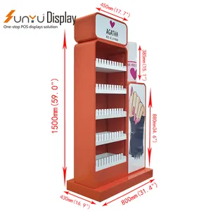 Hete Verkopende Vloer Promotionele Nagellak Vitrinekasten Custom Design Teller Schoonheid Cosmetische Display Stand Metaal