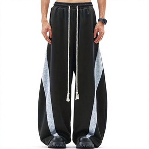 Pantalones Deportivos Holgados de Alta Calidad para Hombre, Talla Grande, Cintura Elástica con Cordón, Pierna Ancha, 100% Algodón Felpa - Product Image 1
